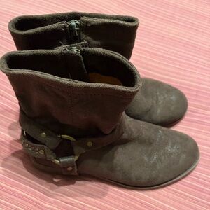 Girls Frye Brown Suede Ankle Boots with Studded Strap